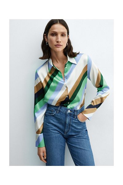 MANGO Woman Satin-Streifenhemd