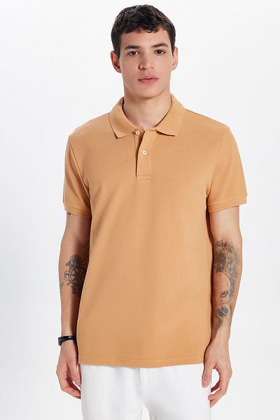 Tudors Ανδρικό T-shirt Slim Fit Slim Fit 100% βαμβακερό καφέ γιακά πόλο