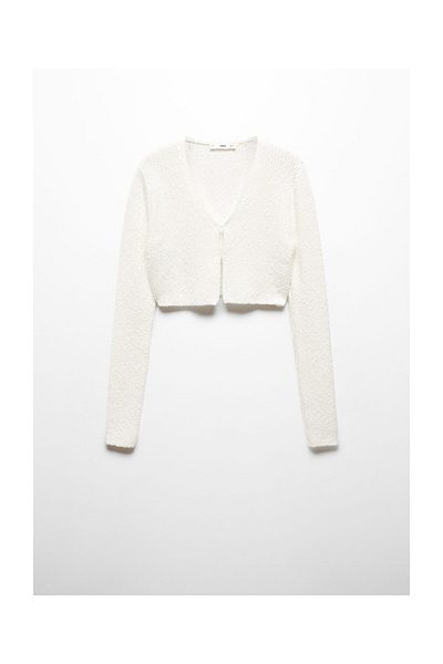 MANGO Woman Gestrickte kurze Strickjacke