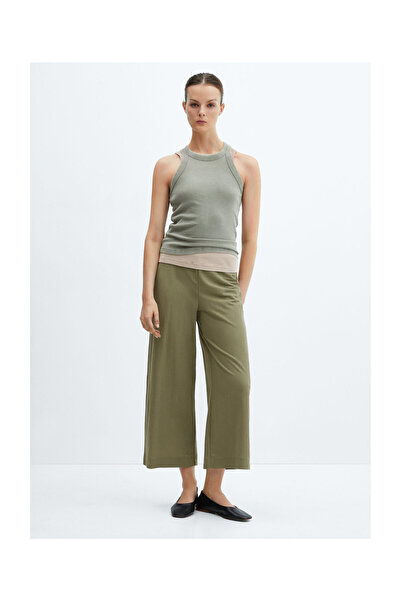 MANGO Woman Elastic waist crop trousers