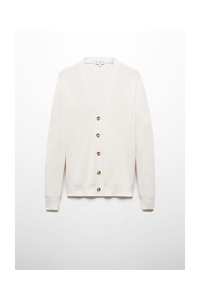 MANGO Man Gerippte Strickjacke mit Knöpfen