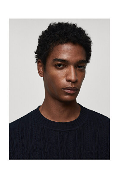 MANGO Man Kontrastný pletený sveter