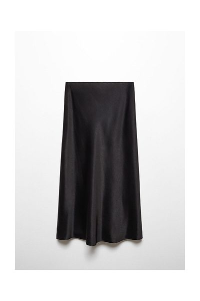 MANGO Woman Midi szatén szoknya