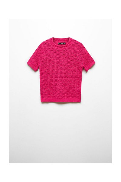 MANGO Woman Durchbrochener Kurzarmpullover