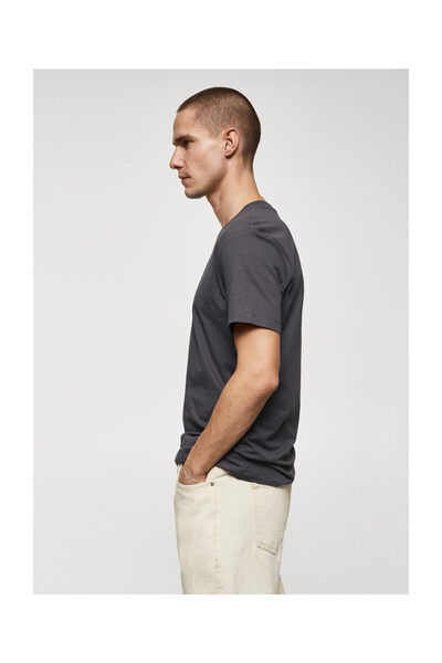 MANGO Man Базова бавовняна футболка з V-подібним вирізом