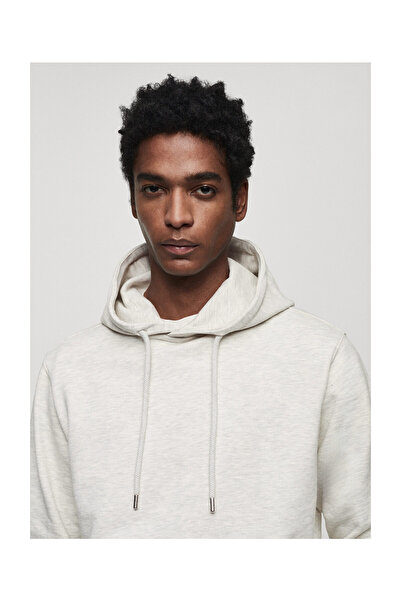 MANGO Man Lehká bavlněná mikina s kapucí