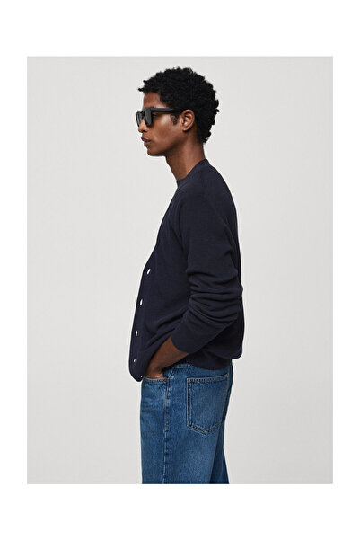 MANGO Man Rebrovaný kardigan na gombíky