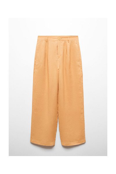 MANGO Woman Široké kalhoty ze 100% lnu