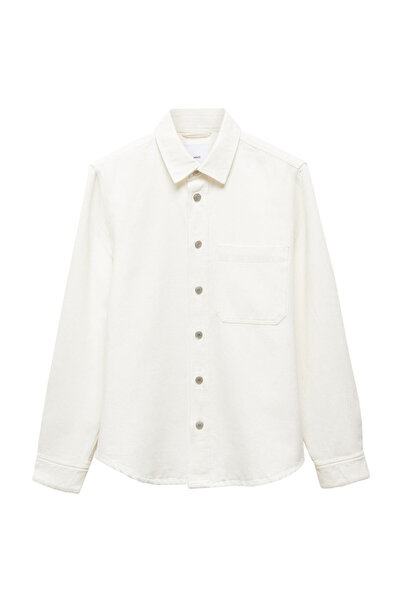 MANGO Man Βαμβακερό και λινό μπλουζάκι με κανονική εφαρμογή