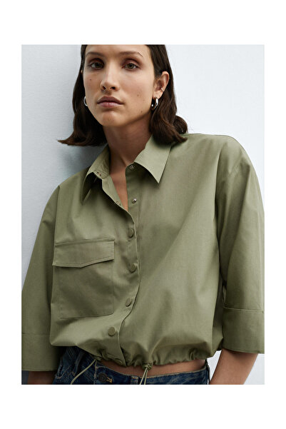 MANGO Woman Adjustable hem cotton shirt