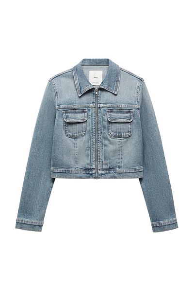 MANGO Woman Kurze Jeansjacke mit Reißverschluss