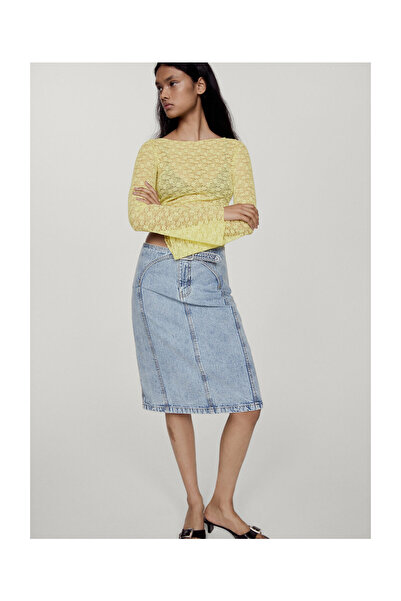 MANGO Woman Mavi Kadın  Etek 67057912