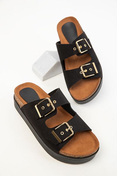 SOHO Black Suede Women's Slippers 20327