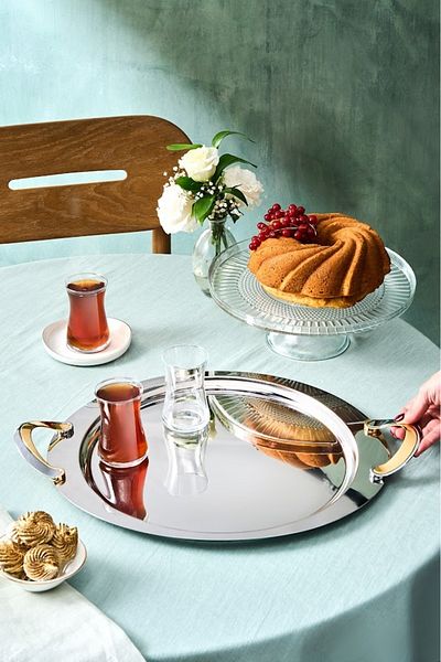 Karaca Serra Round Steel Tray 41 cm