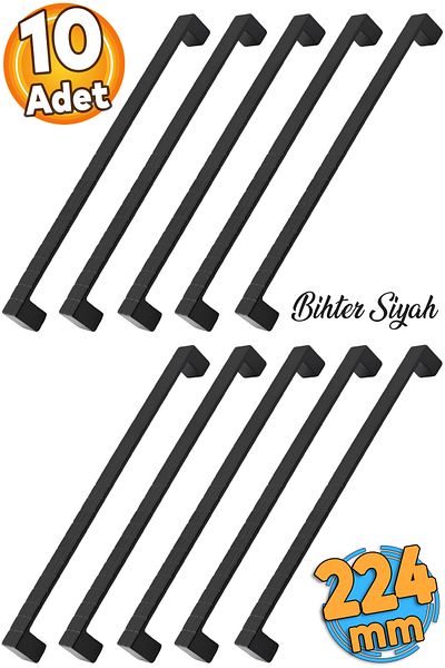 Badem10 Bihter Negru 224 Mm - 22,4 Cm Mobilier Metal Sertar Bucătărie Dulap Dulap Mâner Mâner 10 Bucăți