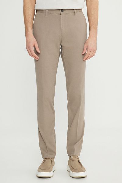 ALTINYILDIZ CLASSICS Ανδρικό παντελόνι Camel Slim Fit Slim Fit, βαμβακερό ελαστικό παντελόνι με τσέπη στο πλάι