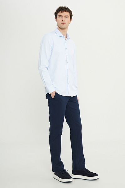 AC&Co / Altınyıldız Classics Чоловічий синій зручний комір Slim Fit Slim Fit Slim Fit італійський комір Armurlu Gomlek