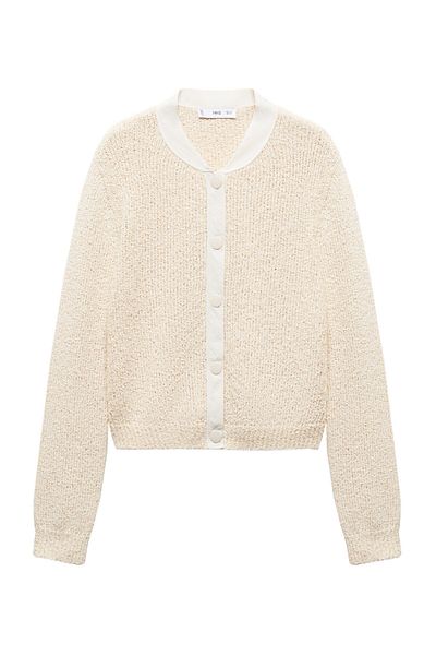MANGO Woman Cardigan cu margini contrastante