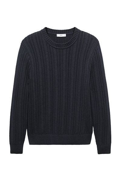 MANGO Man Pulover din tricot contrastant