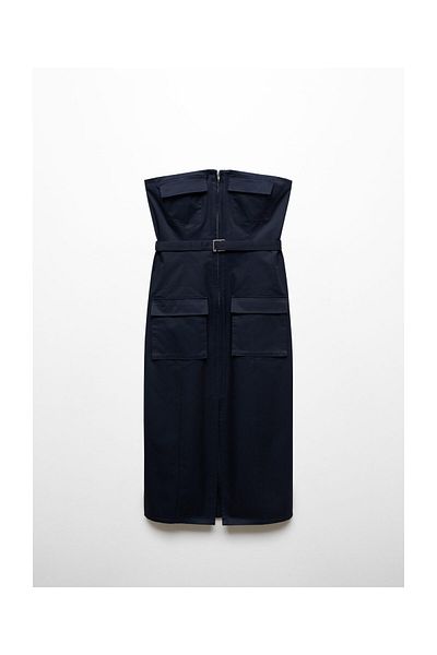 MANGO Woman Belted strapless dress