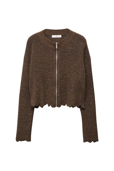 MANGO Woman Cardigan din tricot cu fermoar