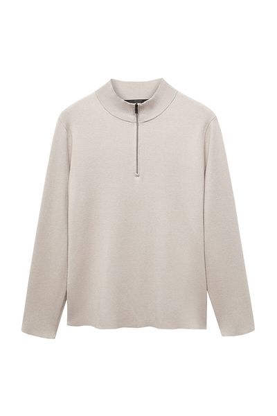 MANGO Man Zipped high collar sweater