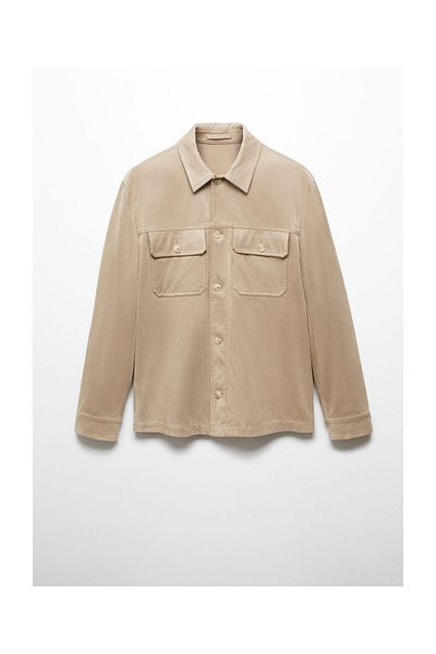MANGO Man Suede effect overshirt with pockets