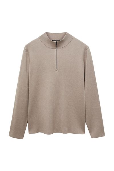 MANGO Man Zipped high collar sweater
