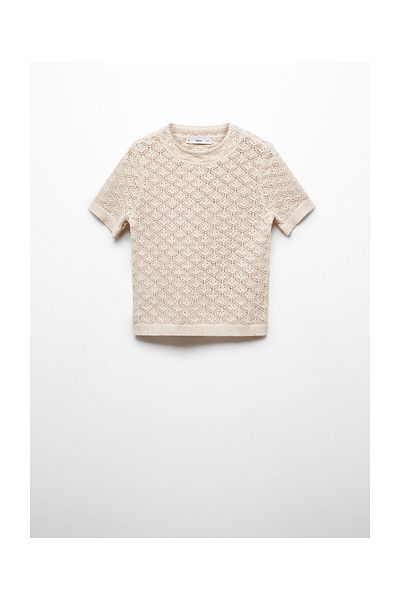 MANGO Woman Openwork short-sleeved sweater
