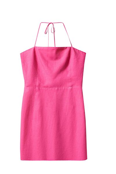 MANGO Woman Rochie din in cu detaliu de margele