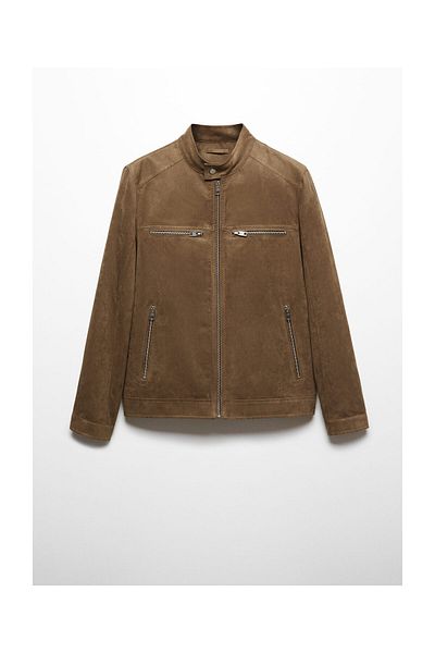 MANGO Man Suede-effect jacket with zip