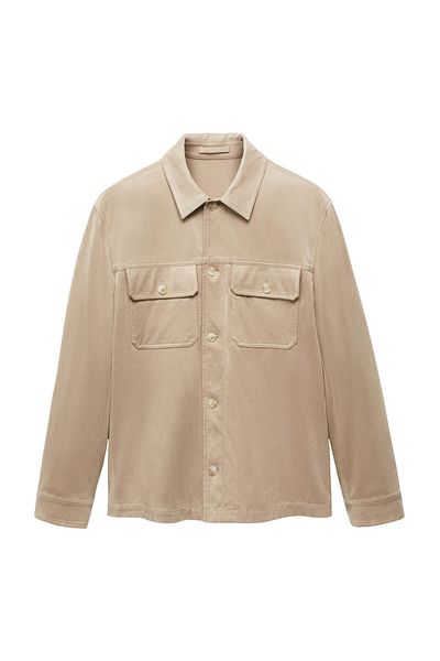 MANGO Man Suede effect overshirt with pockets