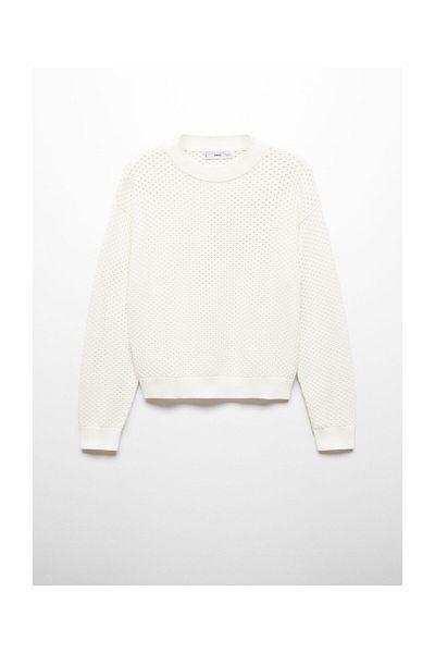 MANGO Woman Round-neck openwork sweater