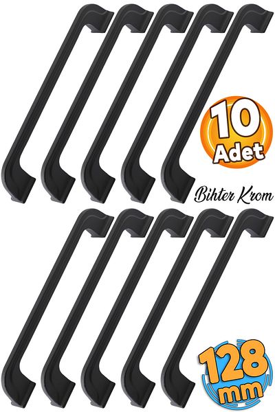 Badem10 Alperen Negru 128 Mm - 12,8 cm Mobilier Metal Sertar Bucătărie Dulap Dulap Mâner Mâner 10 Bucăți