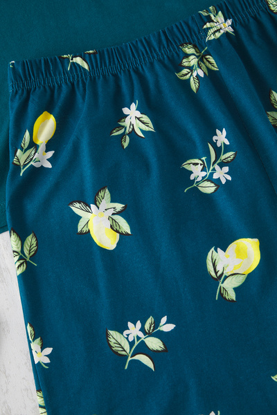 Trendyol Curve Green Lemon Pattern Knitted Pajamas Set Tbbss25Ai00103