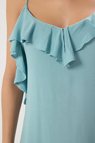 Trendyol Collection Φόρεμα Mint Floral Relaxed Maxi Woven 60% Viscous, 40% Polyester