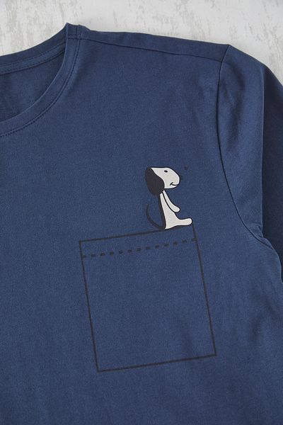 Trendyol Collection Indigo Regular Fit - Sada pleteného pyžama se vzorem psa THMSS21PT0324
