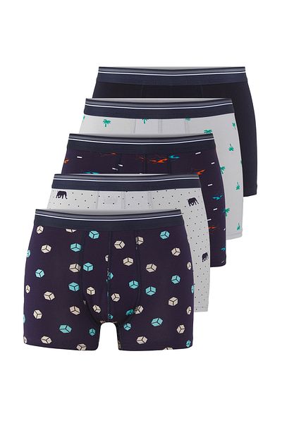 Trendyol Collection Μπόξερ με 5 χρώματα, απλό ελαστικό βαμβάκι TMNSS25BX00003