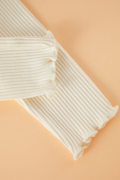 TRENDYOLKIDS Ecru Baby Girl Bavlna Basic Cordovaná dlouhá čtvrtletní plachta TKDSS25TA00019