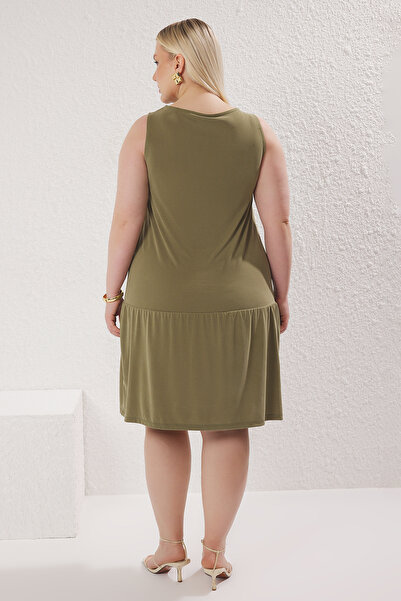 Trendyol Curve Зелена сукня великого розміру Modal Suprem Orme TBBSS25AH00138