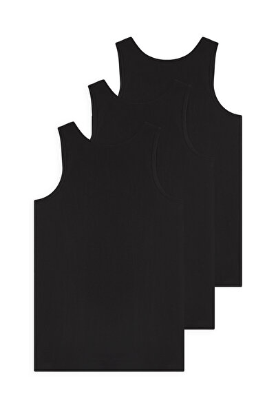 Trendyol Collection Μαύρο εσώρουχο με λαιμόκοψη U χτενισμένο βαμβακερό 3 τεμάχιο 100% βαμβακερό εσώρουχο