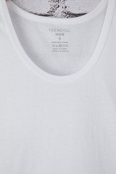 Trendyol Collection White U Collar Combed Cotton 3-Piece 100% Cotton Underwear Undershirt