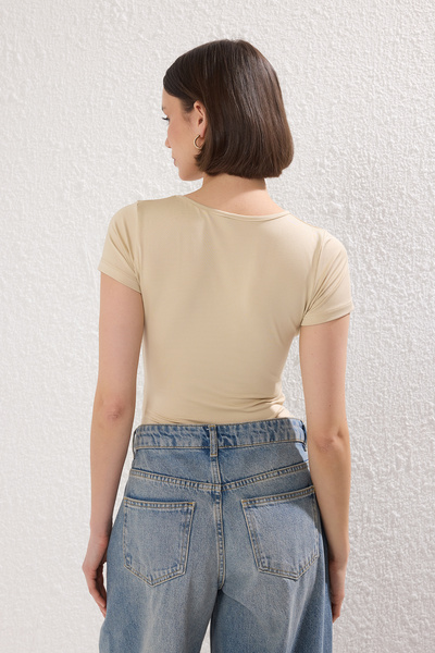 Trendyol Collection Fitted Stone Body - Short Sleeve, Swimming Technology, 24Bd00034