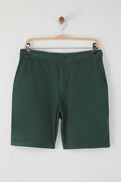 Trendyol Collection Dunkelgrüne, locker sitzende Baumwoll-Schnürshorts TMNSS23SR00056