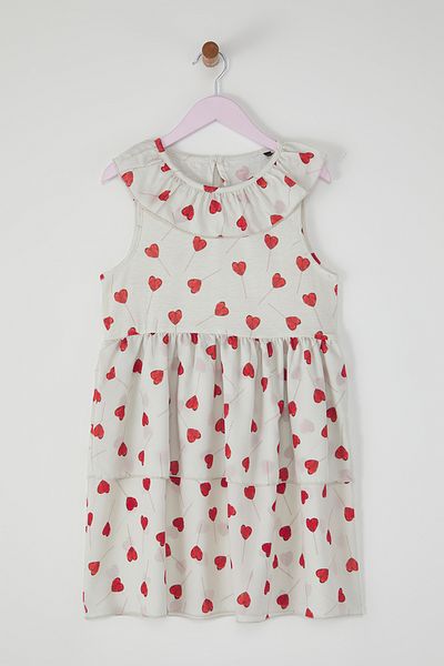 TRENDYOLKIDS Εκρού Μίντι Πλεκτό Φόρεμα Καρδιά TKDSS25EL00066