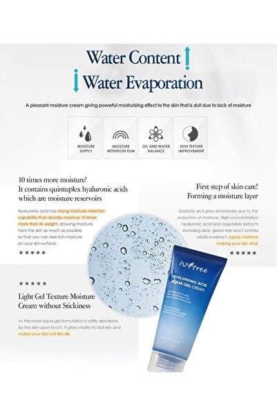 Isntree HYALURONIC ACID AQUA GEL CREAM 100ml, 100 ml (Pack of 1)