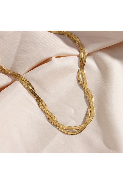 Choice Single Necklace Gold Plated Waterproof Braided New Herringbone Chain Necklace Bracelets Set Wholesal