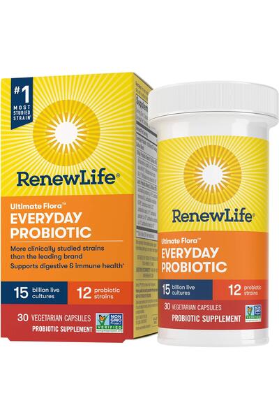 Renew Life Ultimate Flora Everyday Probiotic - 15B CFU - 30 Veg Caps - Gluten...