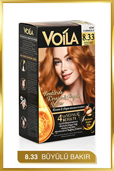 Voila Kadın Besleyici Keratin Kalıcı Büyülü Bakır 8.33 Saç Boyası
