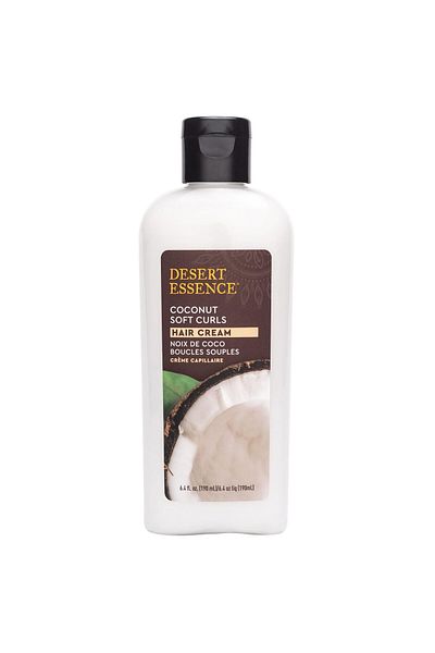 Desert Essence Coconut Soft Curls Hair Cream - Botanical, Silicone-Free with Coconut Oil & Black Oat - 6.4 oz